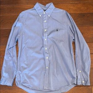 Ralph Lauren Men's Blue Button-Down Cotton Stretch Shirt